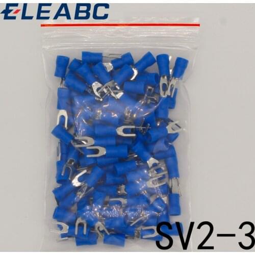 SV2-3 Blue Cold pressed terminals Cable Wire Connector 100PCS/Pack Insulated Terminals Connector for 22AWG-16AWG cable 2.5-3 SV