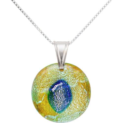 DARK DIAMOND-dichroic crystal pendant and 30mm 925 sterling silver. Assorted Colors. Craft. Exclusive. (With chain)
