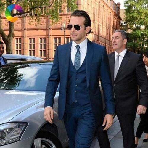 Navy Blue Man Suit Pants Business Men Suits Wedding Custom Made Male Blazers Jacket 3Piece Vest Slim Fit Groom Tuxedos Ternos