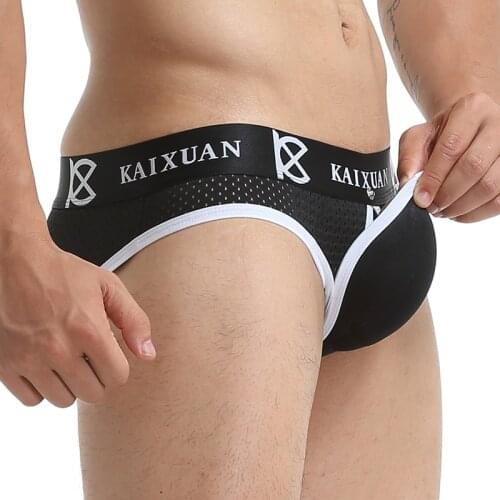 Mens Underwear Briefs Big Pouch Bulge Men Sexy Panties Removable Penis Bag Male Lingerie Mesh Breathable Underpants