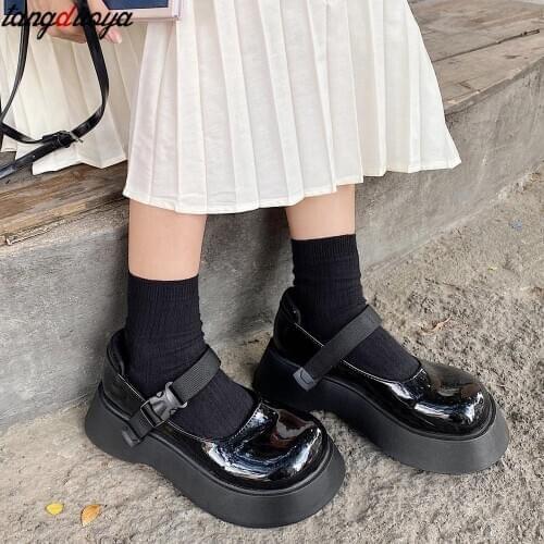 Lolita shoes platform small leather shoes womens shoes British hollow female college style Mary Jane shoes big toe shoes women
