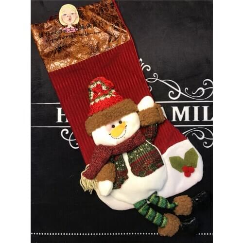 Foreign trade original order decoration supplies three-dimensional snowman big socks large gift bag candy bag Christmas socks
