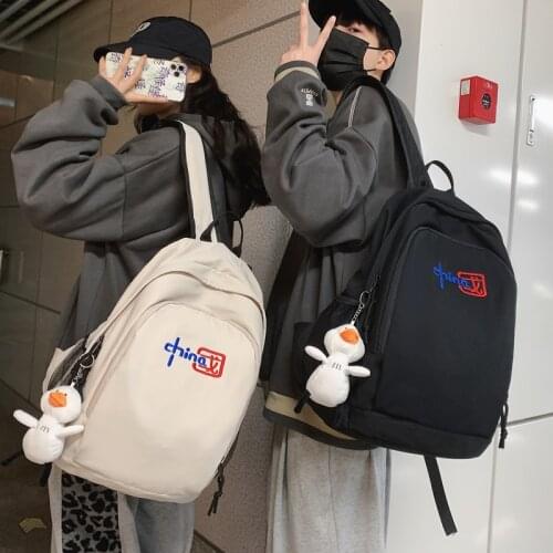 Waterproof Women Backpack 2021 New Korean Japanese Men Women School Bags Trendy Chinese Letter Printed Travel Backpack Ladies