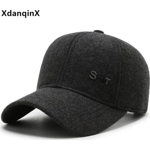 XdanqinX New Winter Mens Thicken Warm Baseball Caps Snapback Cap Adjustable Size Casual Sports Cap Male Bone Dad Winter Hats
