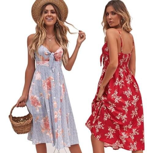 Femme Robes Summer Dress Women Backless Beach Dresses Bohemia Straps Printed Midi Dress For Womens Clothing 2021 Vestidos Y2K