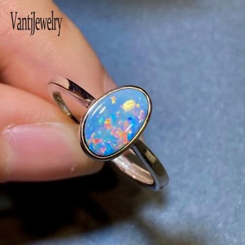 Elegant Natural Opal Rings Sterling 925 Silver Origin Australia for Women Wedding Engagement Gift Fine Jewelry
