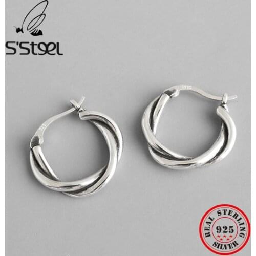 SSTEEL Minimalist Real Sterling Silver Earrings For Women Korean Pendientes Plata De Ley 925 Mujer Boucles D Oreille Femme 2021