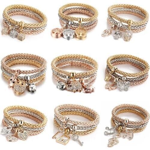 Modyle New Fashion Jewelry Crystal Heart Bracelet & Bangles Popcorn Chain Friendship Wedding Bracelets for Woman Gift