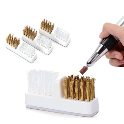 1PC DIY Nail Cleaning Brush Double-Headed Two-Color Professional Portable Drill Bit Cleaning Brush Nail Art Salon Manicure Tools