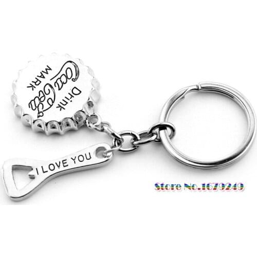 100pcs/lot Cap & Bottle Opener Silver Alloy Pendent Keychain Purse Bag Buckle Accessories Friendship wedding Gift