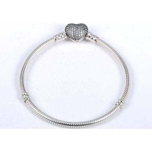 100% 925 sterling silver bracelet 16-21cm fit 3mm Charms Original Bracelet Jewelry for women Valentines Day Gift