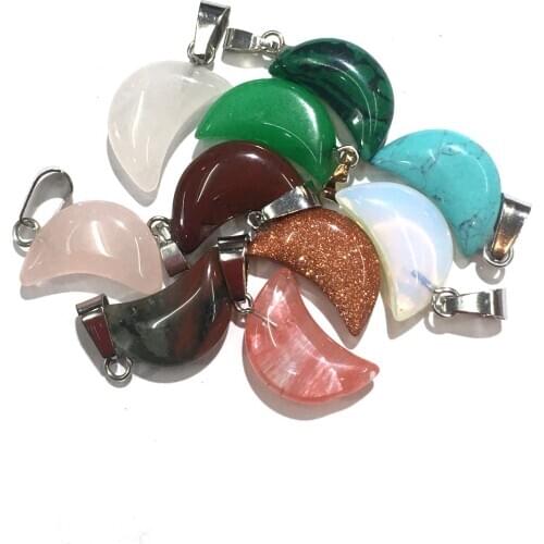 1PC Crescent-shaped Grey Agates Pendant Reiki Healing Natural Stone Amulet DIY Jewelry Natural Stone Charms Size 12x20mm