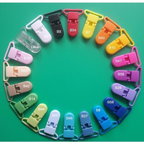 Sutoyuen 5pcs 25mm D Shape Kam Plastic Dummy Pacifier Clip Suspender Clip Soother Holder Alligator Clip 20 Colors can be choose