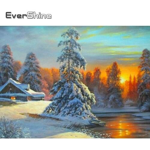 EverShine Diamond Embroidery Winter Tree Mosaic Art Set 5D Diamond Painting Landscape Picture Of Rhinestones Home Decorations