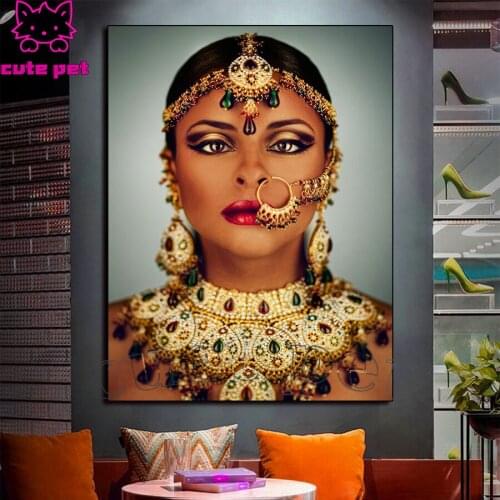 Diy diamond embroidery Beautiful woman with golden decoration diamond painting full square mosaic 5d picture of rhinestone Decor