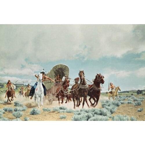 DIY Full Retro Style Diamond Painting Cross Stitch Horseback War Embroidery Home Decor 5D Handcraft JX660