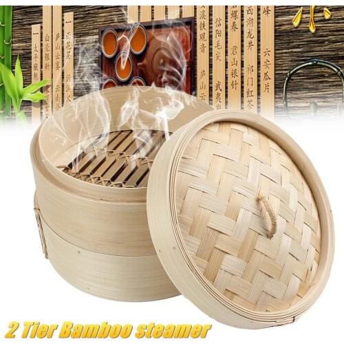 Non Stick Natural Bamboo Steamer Cook Vegetables Dim Sum Steam Basket