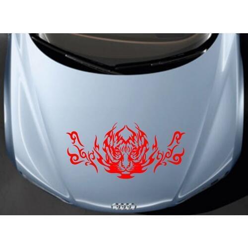 Car decals Tiger Head Flamers Animal Vinyl Graphics Motor Hood Front stickers CG219