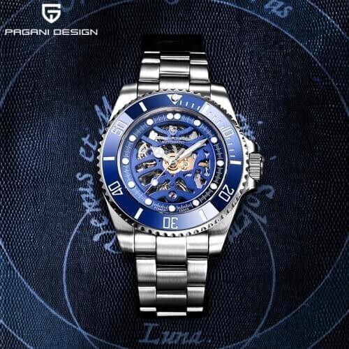 PAGANI DESIGN Fashion Stainless Steel Automatic Mens Watches Top Brand Luxury Mechanical Wristwatch Diving Watch reloj hombre