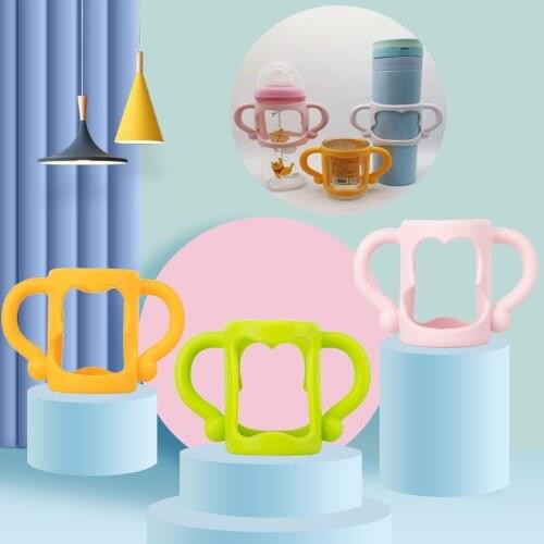 Baby Bottle Universal Handle Soft Silicone Wide Mouth Grip Multicolor Heat Resistant Feeding Bottles Accessories