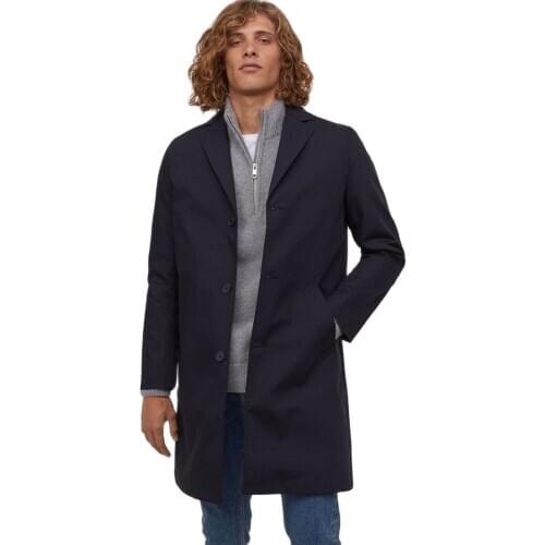 Mens Windbreaker Jackets Solid Color Custom Casual Male Long Trench Coat