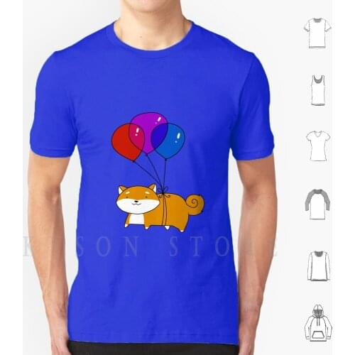 Balloon Shiba T Shirt Diy Big Size Cotton Shiba Shibas Shiba Inu Shiba Inus Shiba Dog Shiba Dogs Dog Dogs Pets Animals