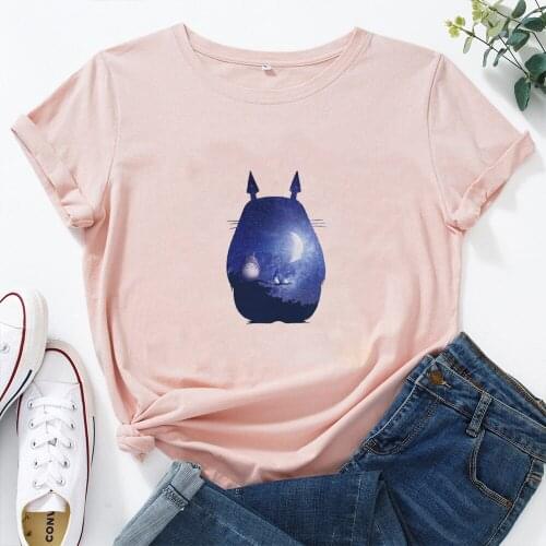 Anime Printing Graphic T Shirt Women Short Sleeve Cute Tops Cotton Loose Round Neck Tshirts Woman Casual Tee Shirt Femme