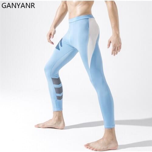 GANYANR Running Tights Men Compression Pants Leggings Sportswear Gym Fitness Sport Sexy Fitnness Yoga Track Winter Gay Dry Fit