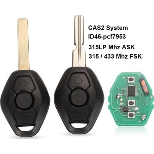 Jingyuqin CAS2 System Car Remote Key for BMW 3/5 7 Series 315/433/868 Mhz with ID46-7953 Chip HU58 HU92 Blade