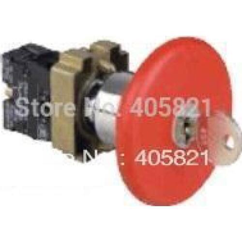Switch Key Released 1N/C Mushroomhead dia 40MM Red Emergency Stop Mushroom Push Button XB2BS242C