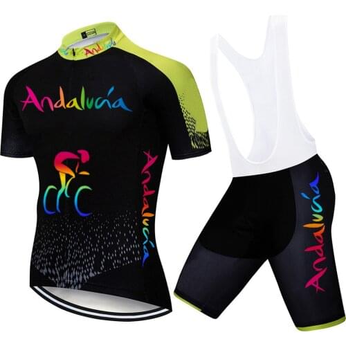 2021 Andalucia Team Cycling Jersey Sets MTB Bike Clothing Mens Summer Quick Dry Racing Bicycle Clothes Ropa Ciclismo Hombre