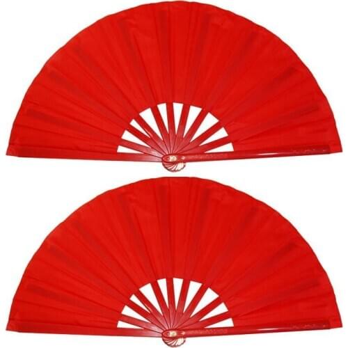 Red double-sided tai chi Magnolia fan martial arts/kung fu two-sides taiji mulan fan red