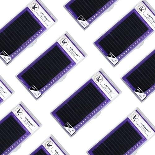 LAKANAKU False Eyelash Extension Makeup 10 Cases/lot 16 Rows/case 8-15 Mix Individual Eyelash Natural Synthetic Mink Lashes