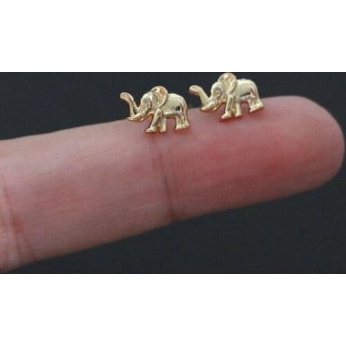 Cute Mini Small Gold Color Elephant Ear Cartilage Stud Cuff Earring Trendy Simple Stainless Steel Screw Bar Ear Jewelry