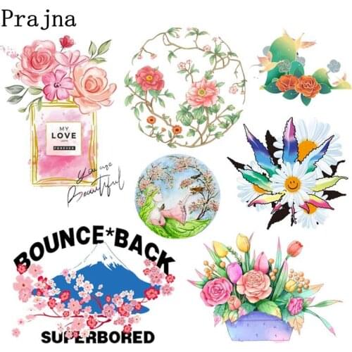Fashion Perfume Thermal Stickers On Clothes T-shirt DIY Iron-on Transfers For Clothing Iron On Heat Transfers Flower Applique