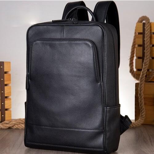 Casual business leather backpack large capacity mens computer backpack top layer leather backpack men