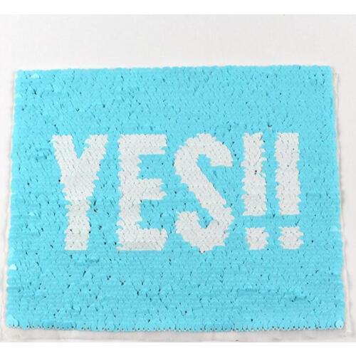 Reversible Sequined Sew On Patches for clothes DIY Embroidered Paillette Yes Patch Applique