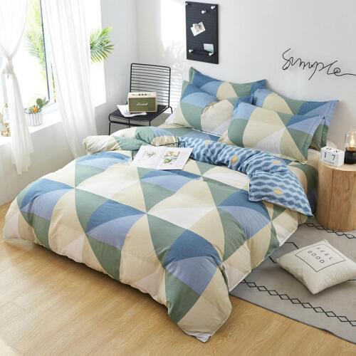 Full Size Bedding Set Khaki blue color matching Bedding Bed Set diamond Bed linen Cotton Duvet Cover Set Sheet Pillowcases