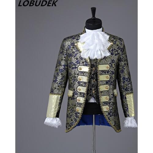 Christmas Court Men Suit European Style Prom Wedding Groomsman Formal dresses Singer Chorus Drama Outfit Studio Stage Costume