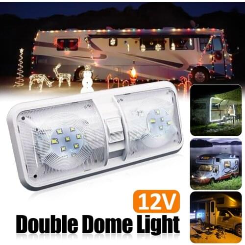 12v Led RV Ceiling Luminaire Light 800lm Waterproof Trailer Double Marine Dome Trailer 48 Leds Outdoor Camping Lamp