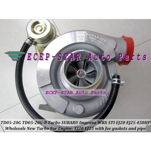 TD05-20G TD05 20G TD05-20G-8 Water cooled Turbo Turbocharger For SUBARU Impreza WRX STI EJ20 EJ25 2.0L 450HP with gaskets + pipe