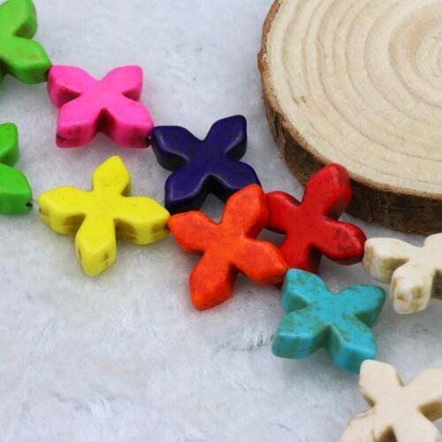 Turkey stone multicolor cross shaped loose beads 20mm 15" 2pc/lot DIY fit women new fashion jewelry making accessory