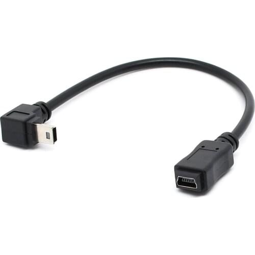 20cm Mini USB 5Pin Male to Mini USB 5Pin Female Extension Cable 90 Degree up and down angled