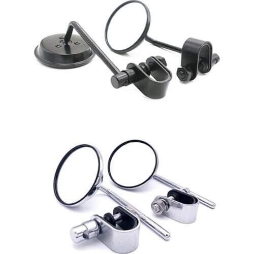 Universal 4'' Motorcycle Round Mirrors Hand Bar Rear View Mirrors Street bike Dirt bike Cafe Racer Old School Bobber