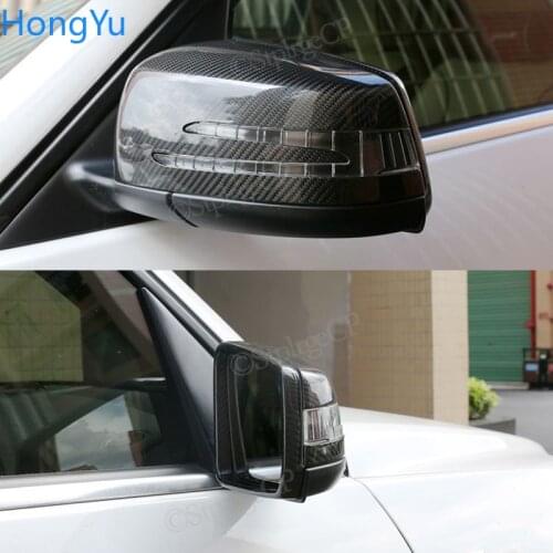 Rearview mirror cover bright black carbon fiber pattern mirror cover Mirror accessories for Mercedes Benz C Class W204 2008-2014