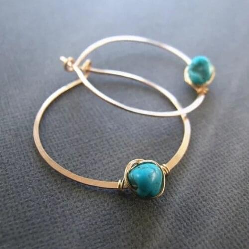 Womens Fashion 18K Gold Color Earrings Elegant and Unique Green Turquoise Earrings Jewelry Wedding Engagement Party Earrings