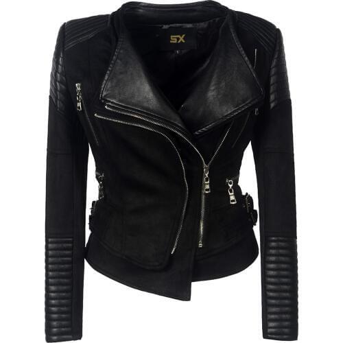 Faux leather PU Jacket Women Winter Autumn Fashion Motorcycle Jacket Black faux leather Coat Outerwear 2019