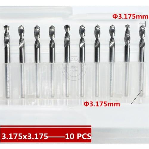 10 PCS-3.175mm, CNC Drill Bit,solid carbide Micro PCB Board drill,Nanotechnology Tungsten steel tool,Smooth chip removal