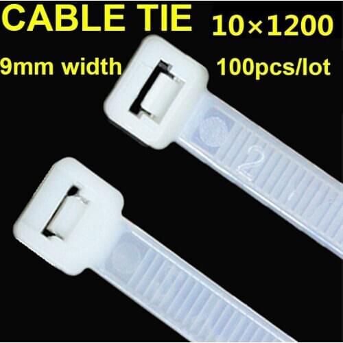 100 Pieces 10*1200mm Cable Zip Ties Plastic Wire Ties Nylon Tie Wraps Indoor and Outdoor for Home, Office, Garage and Workshop