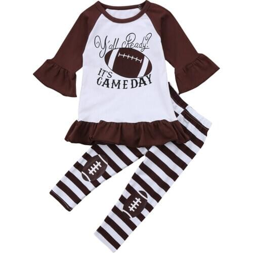 2018 Toddler Kids Baby Girl Clothes Outfit Sport Top+Stripe Legging Pants 2PCS Clothes Set Size 3-7T